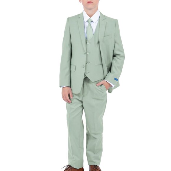 Perry Ellis Other - Solid Sage Notch Lapel 5 Piece Perry Ellis Boy's Suit